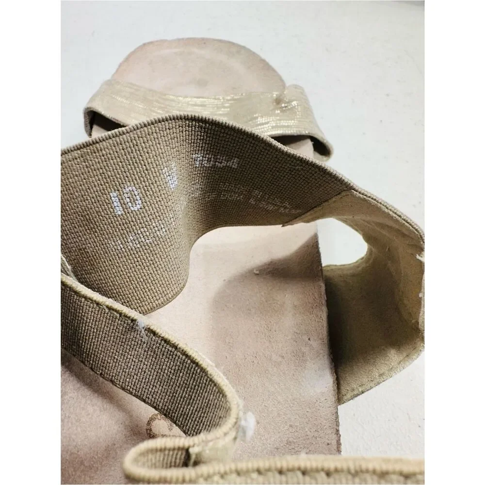 Munro American Pisces Strappy Sandals Womens 10W Casual Open Leather Gold